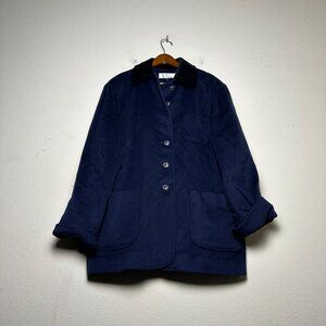 VTG Classics By Anne Klein Blue Coat Jacket Women 12 Outerwear Wool USA Made